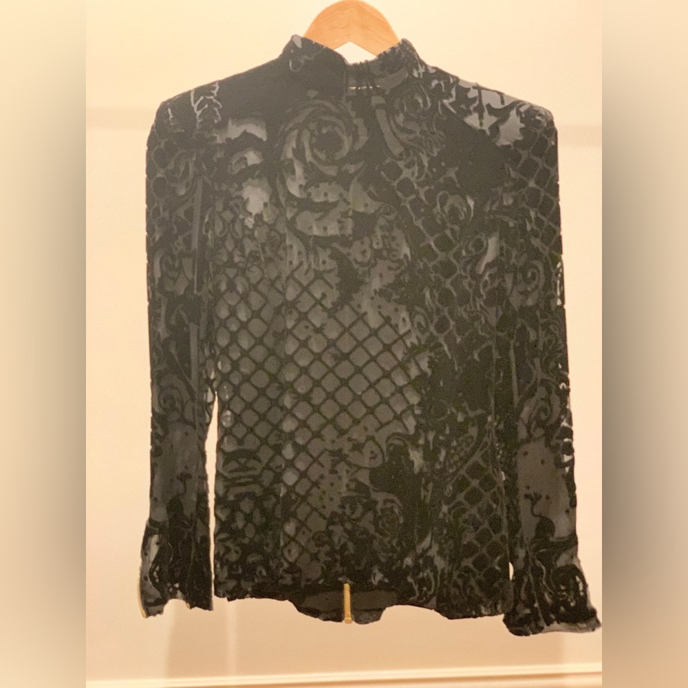 Balmain H&M silk and velvet blouse